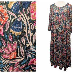 Natural Life Womens Size L Lottie Watercolor Floral Pockets Shift Sweater Dress